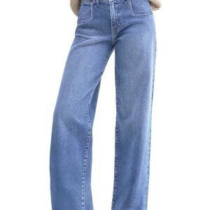 Straight Leg Denim Pants Y2K Vintage Boyfriend Loose Fit Wide Leg Stretchy